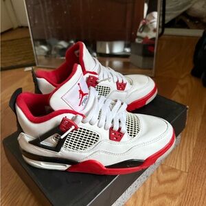 White and Red Athletic Sneakers